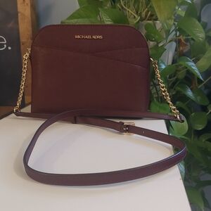 Michael Kors Wine Crossbody Bag with Gold Chain